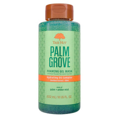 Tree Hut front bottle view showing Palm Grove packaging and calming scent benefit