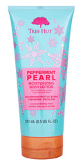 Tree Hut front bottle showing peppermint pearl holiday packaging and festive appeal