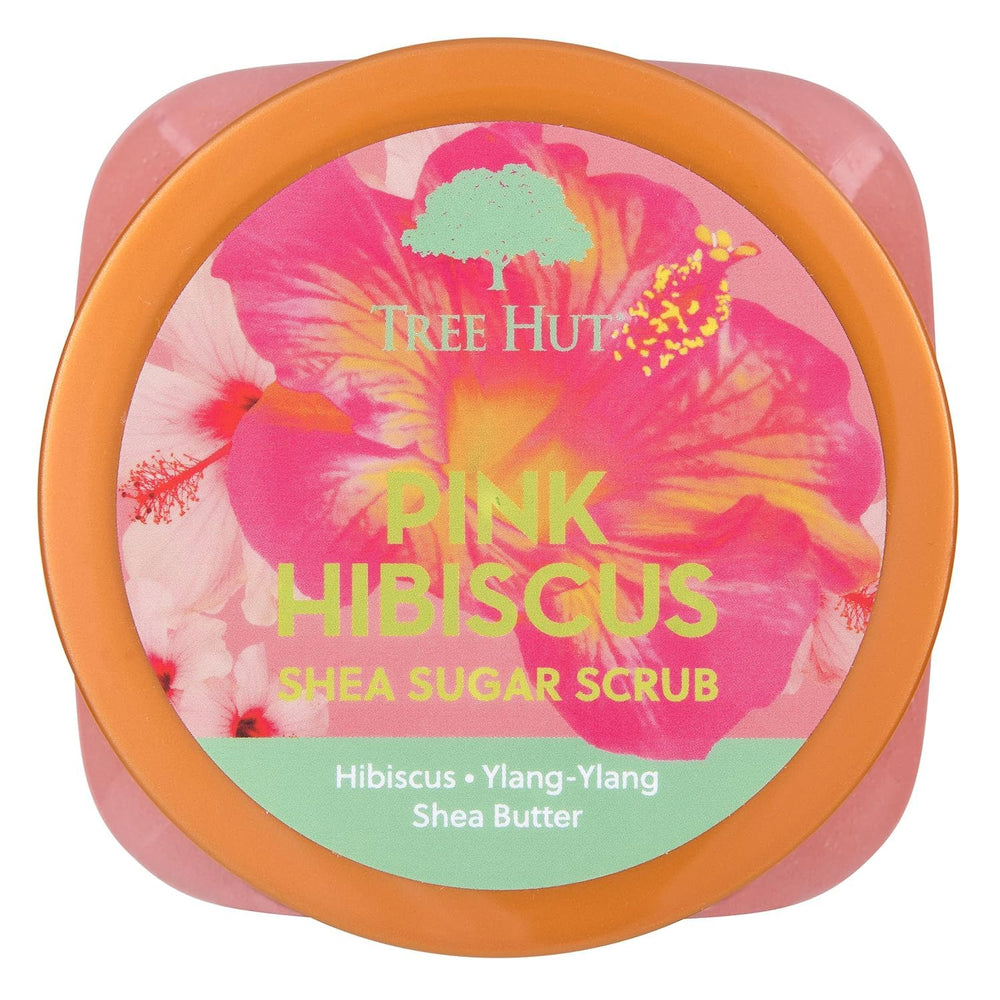 Tree Hut open jar texture showing creamy sugar scrub and nourishing oils for soft skin
