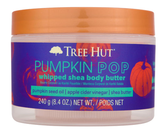 Tree Hut front label showing Pumpkin Pop scent and size benefits