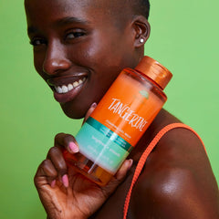 Tree Hut foaming lather on pouf delivering rich hydration and cleanse