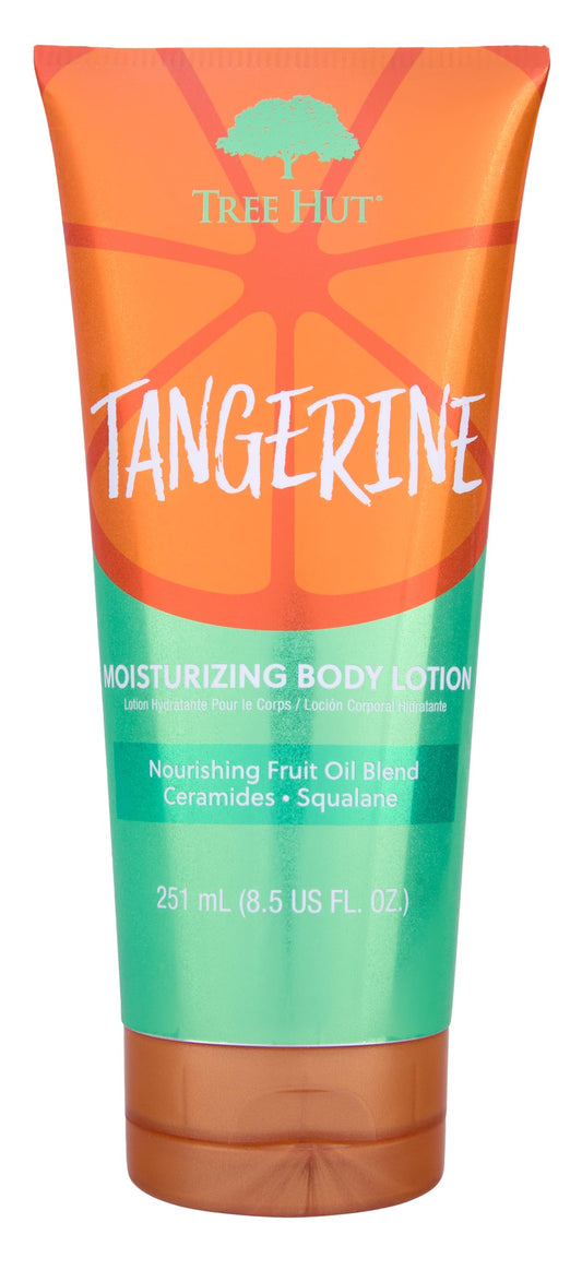 Tree Hut front bottle showing tangerine scent and easy dispensing
