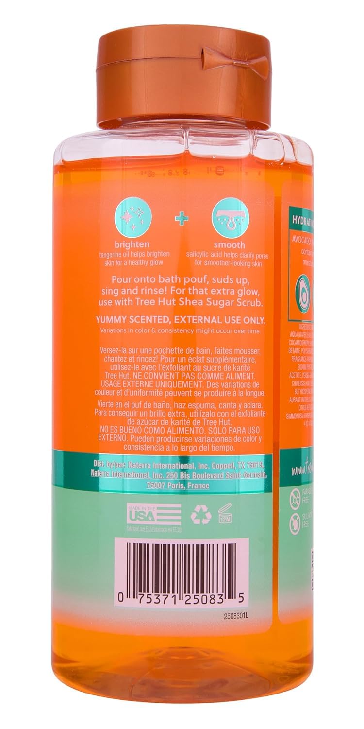 Tree Hut label close-up highlighting shea butter and ingredient benefits