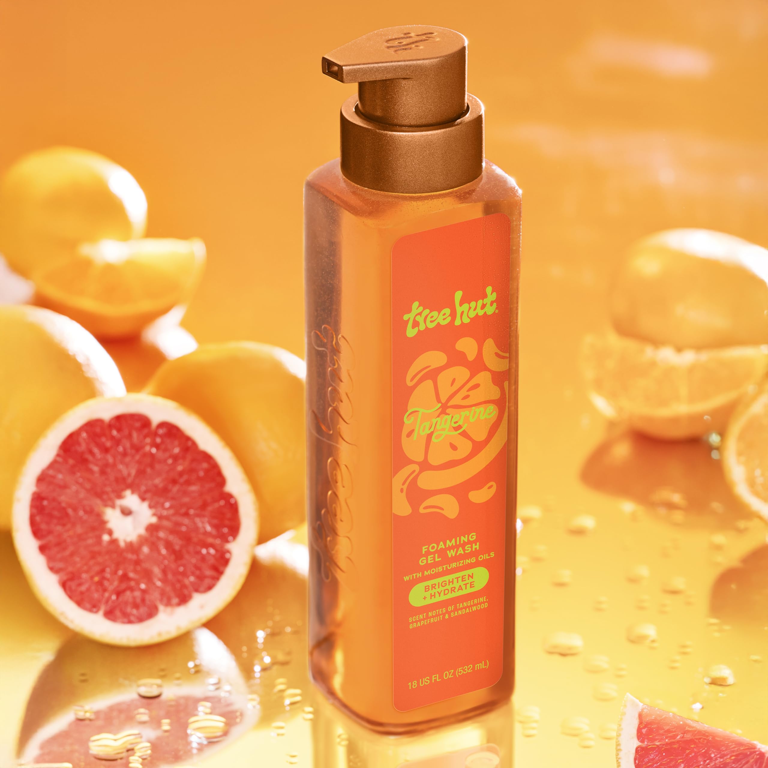 Tree Hut gel lather texture on bath pouf, shows rich foam and cleansing benefit