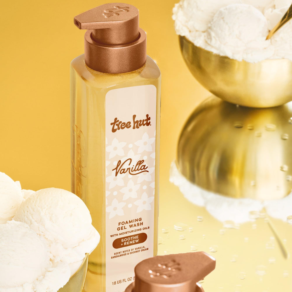 Tree Hut creamy lather close-up demonstrating soft moisturizing foam