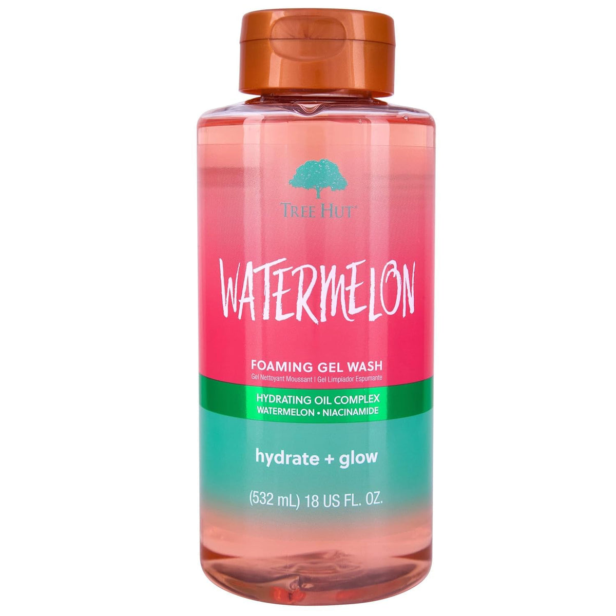 Tree Hut front packaging showing bottle and watermelon scent benefits