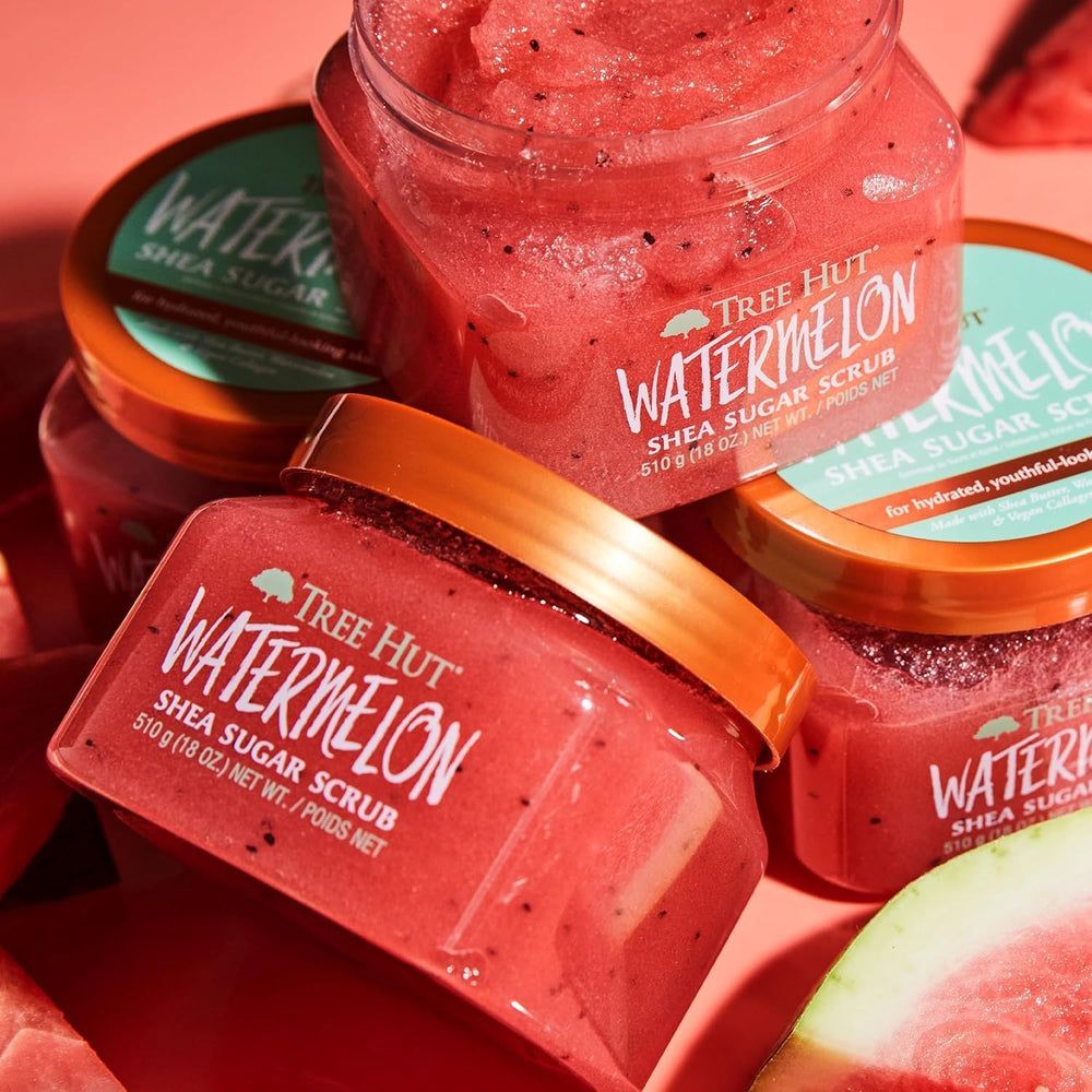 Tree Hut label close-up highlighting vegan, paraben-free benefit