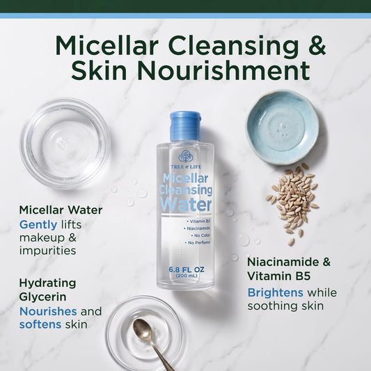 Tree of Life Beauty label close-up highlighting niacinamide and vitamin B5