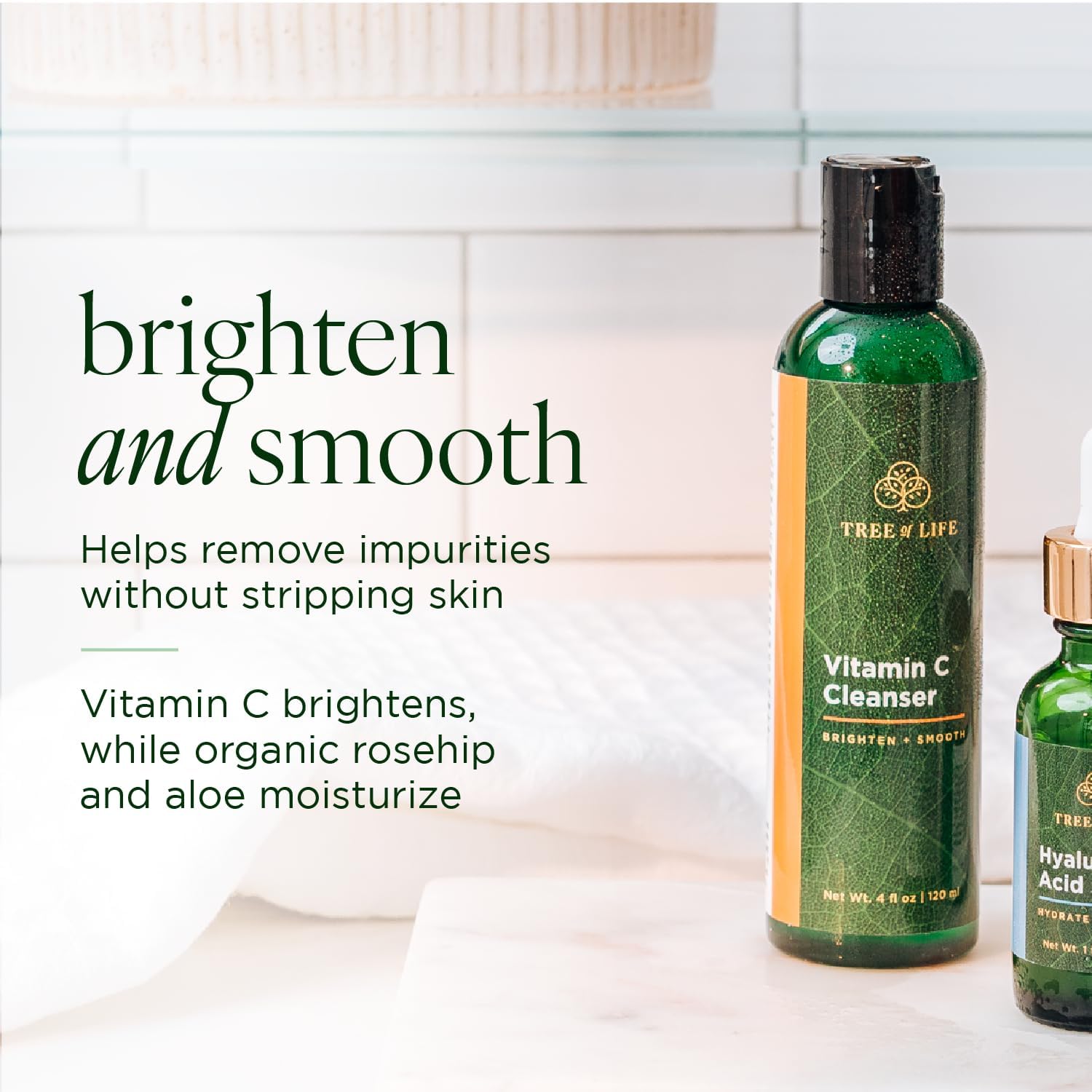 Tree of Life Beauty pump and label close-up highlighting ingredients