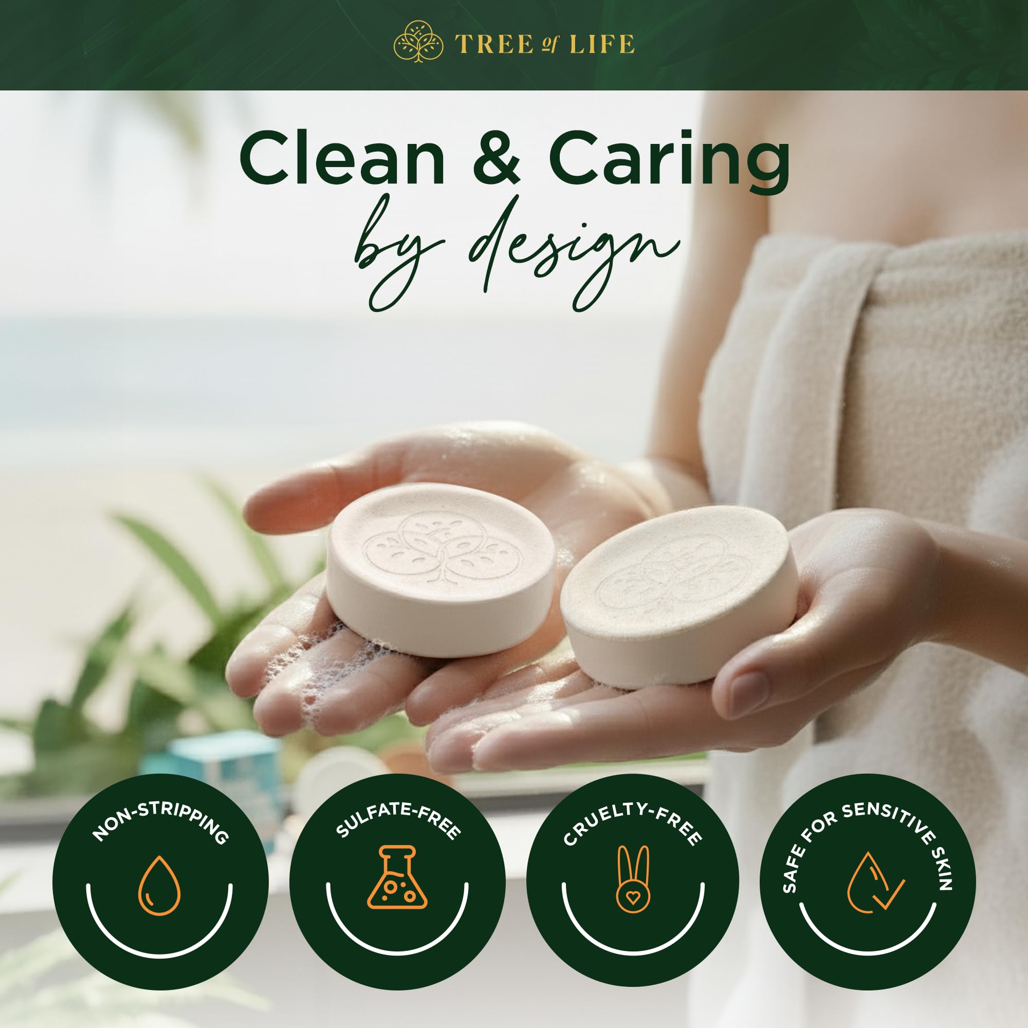 Tree of Life conditioner bar lather demo illustrating lightweight conditioning foam