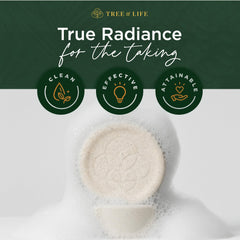 Tree of Life conditioner bar on bathroom shelf suggesting everyday natural haircare