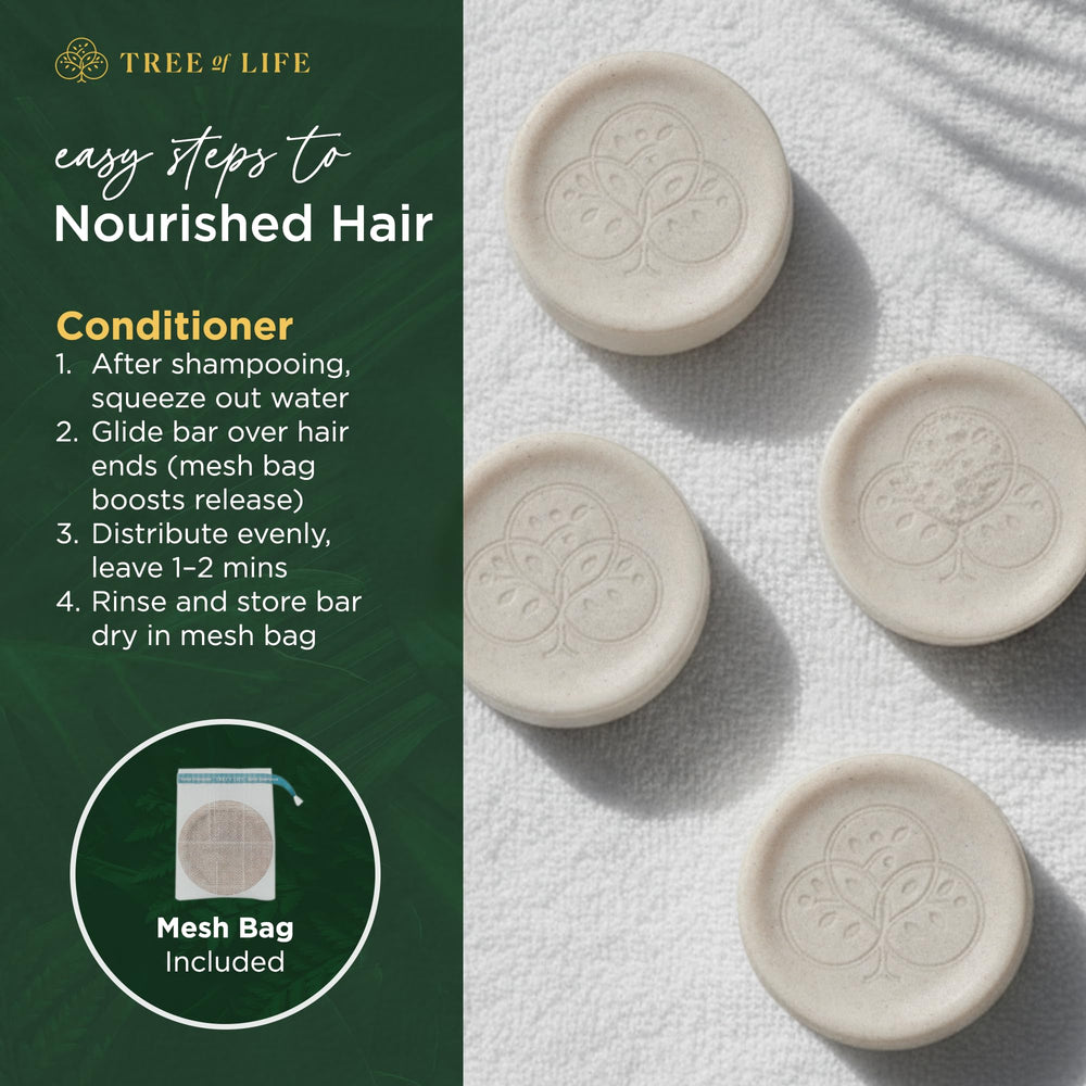 Tree of Life conditioner bar in travel tin for compact, plastic-free portability