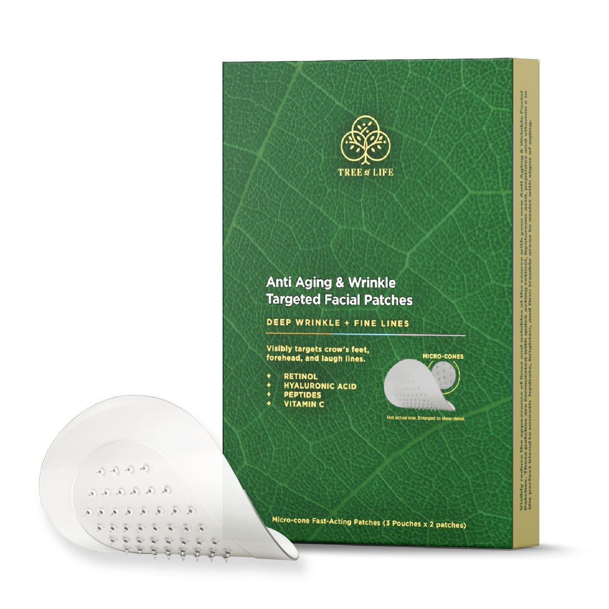 Tree of Life front packaging showing patch tray and branding, conveys trust