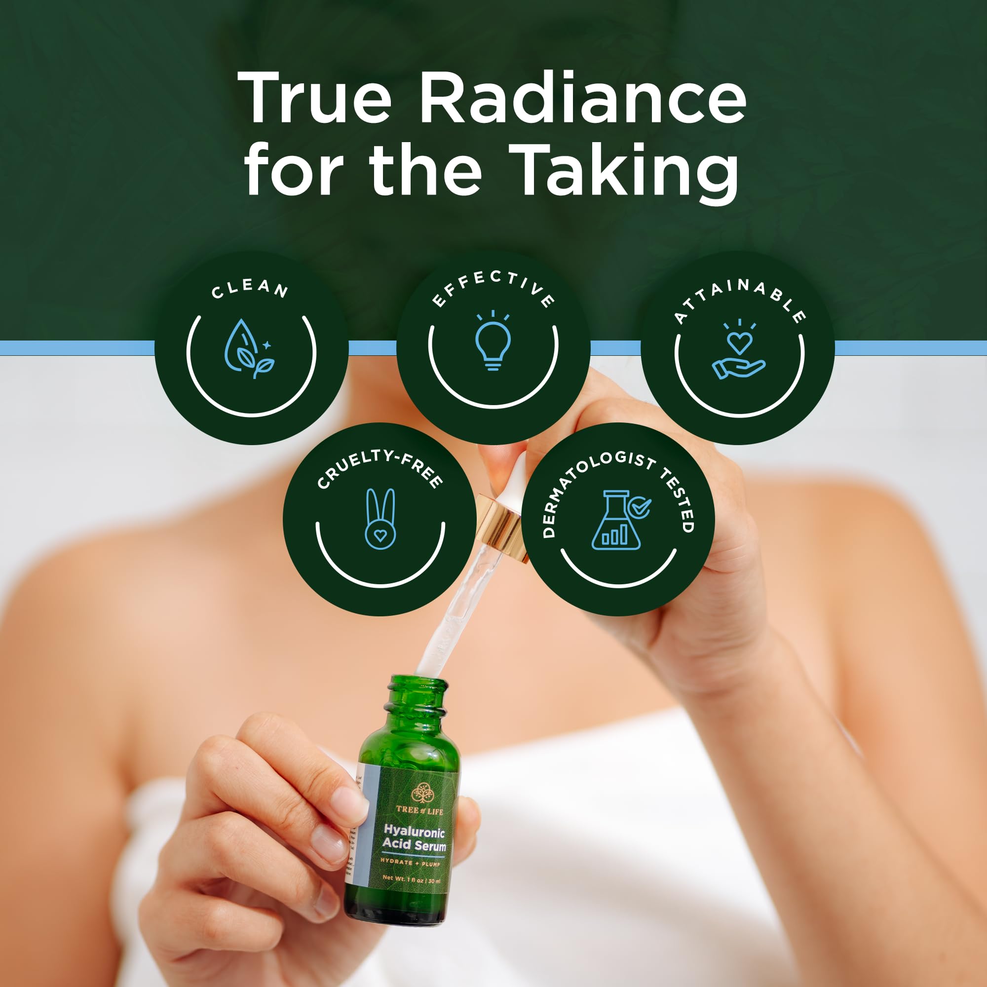 Tree of Life label close-up showing ingredient highlights and dermatologist-tested note
