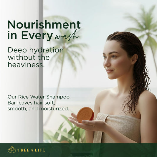Tree of Life close-up texture of shampoo bar highlighting creamy lather and gentle cleanse