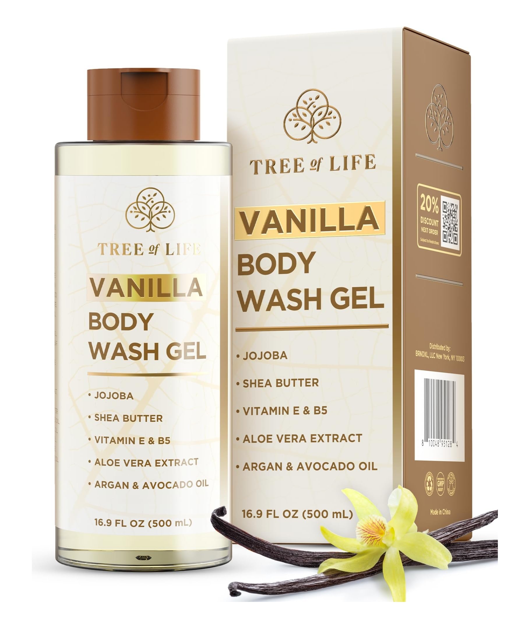 Tree of Life front packaging showing bottle and vanilla scent benefit