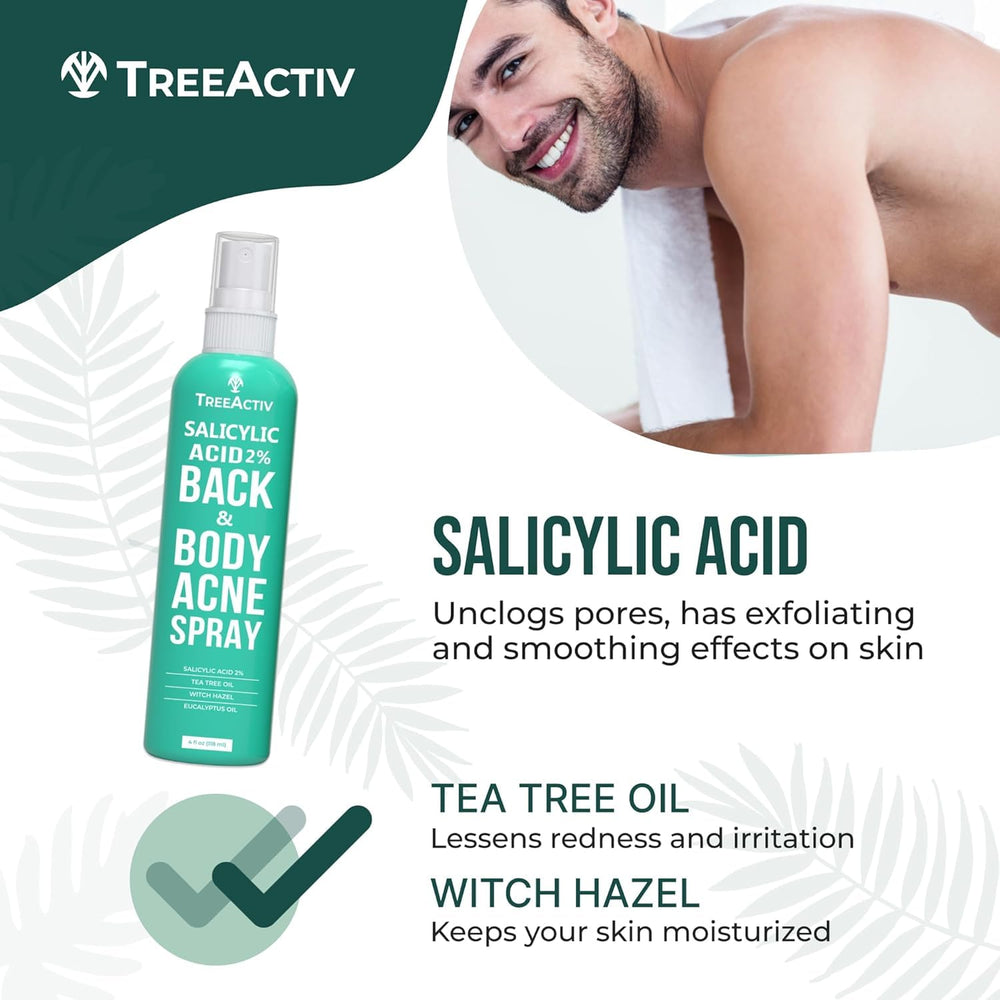 TreeActiv bottle with tea tree and aloe to highlight clarifying and soothing effects