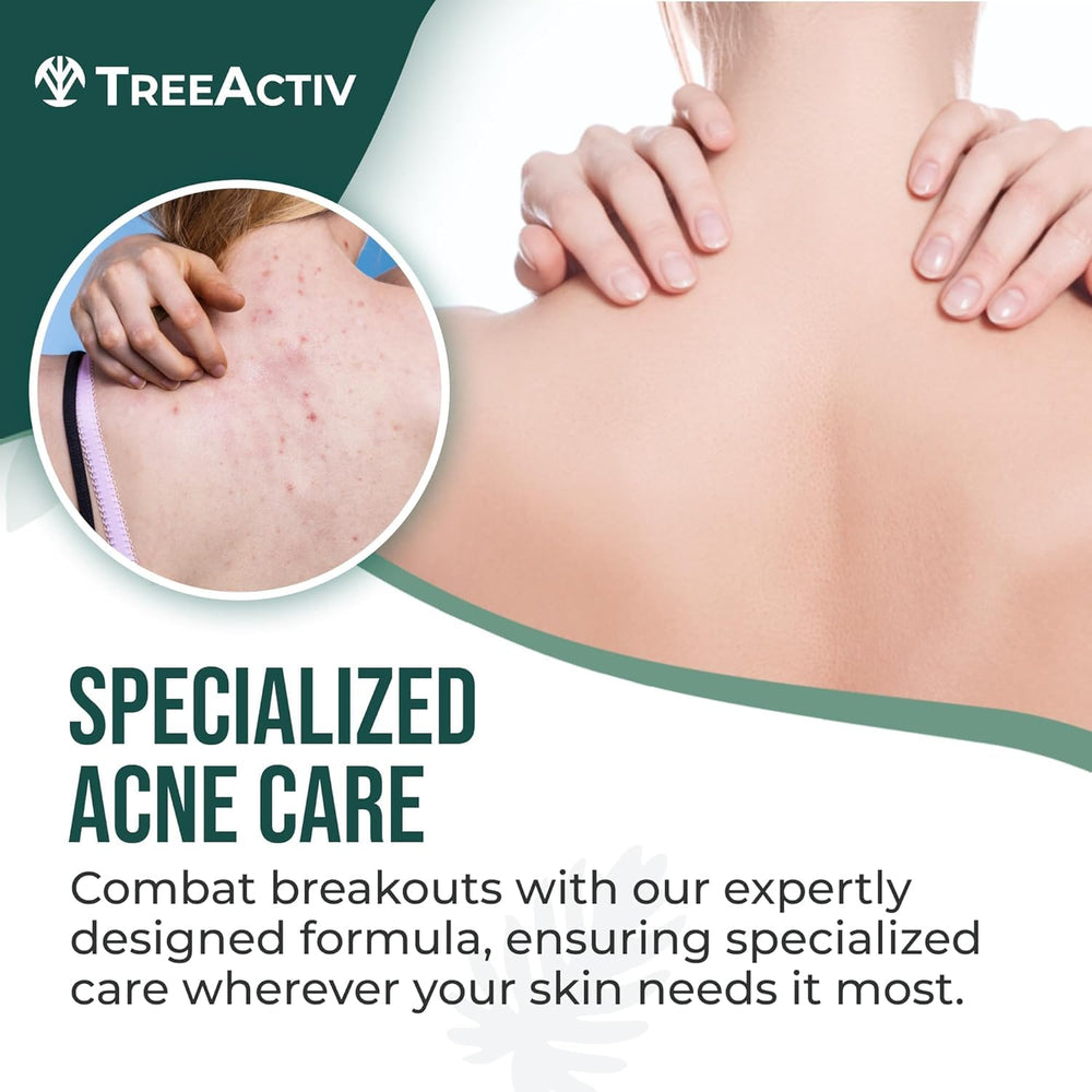 TreeActiv spray nozzle applying mist to skin for even, no-rinse coverage