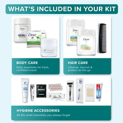 TREKTOTE open kit laid flat displaying all 20 hygiene items neatly