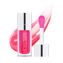 TrendyNow lip oil front jar showing cherry tint and glossy finish benefits