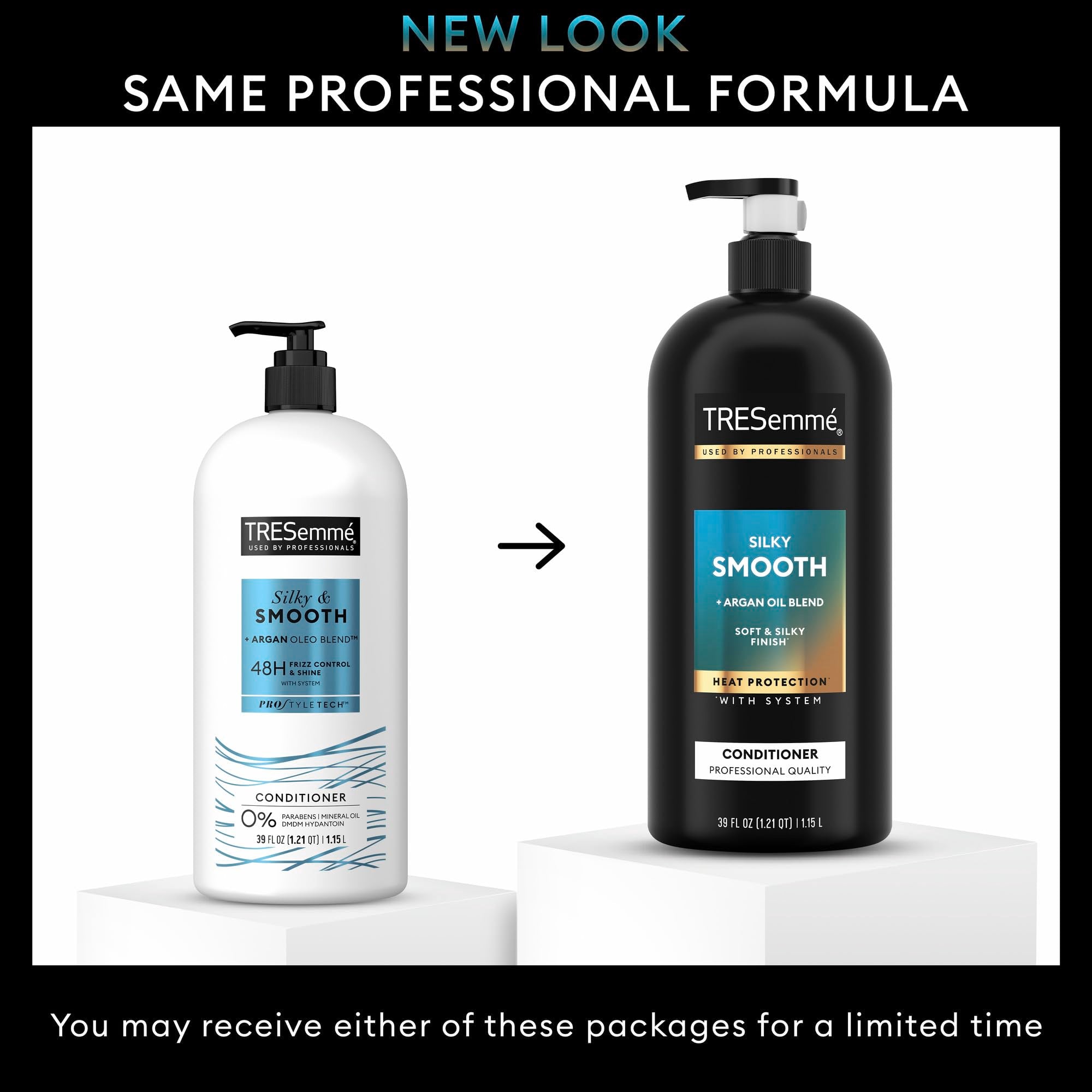 TRESemmé pump bottle in hand demonstrating one‑hand dispense for convenient shower use