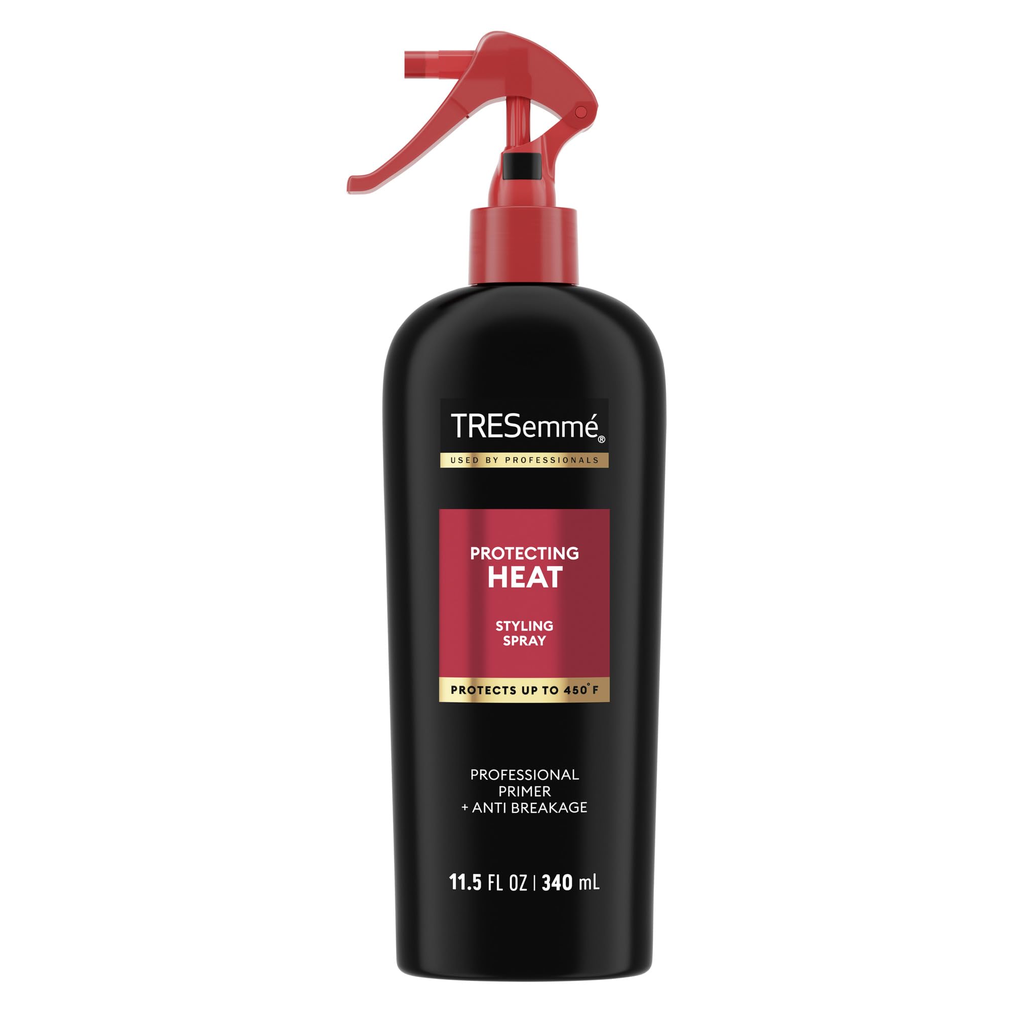 TRESemmé front packaging shows protective styling spray, conveys professional protection