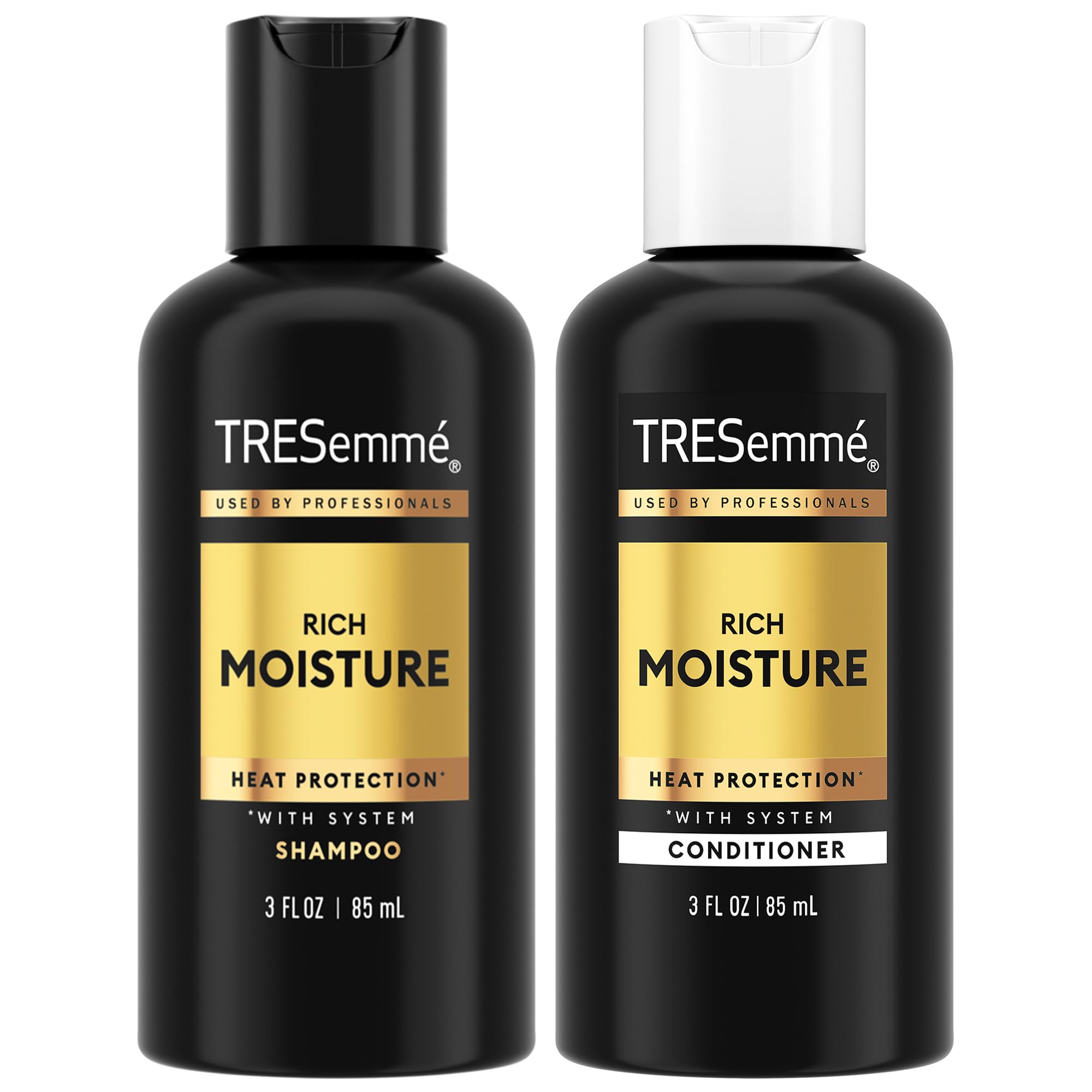TRESemmé front packaging showing travel-sized moisturizer duo and benefits