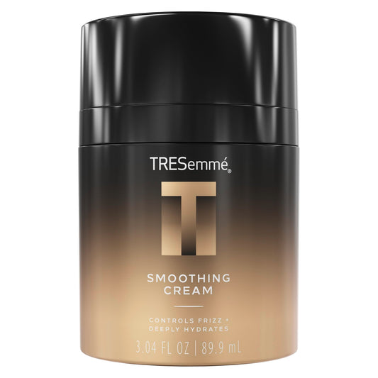 TRESemmé front packaging showing smoothing cream for polished finish