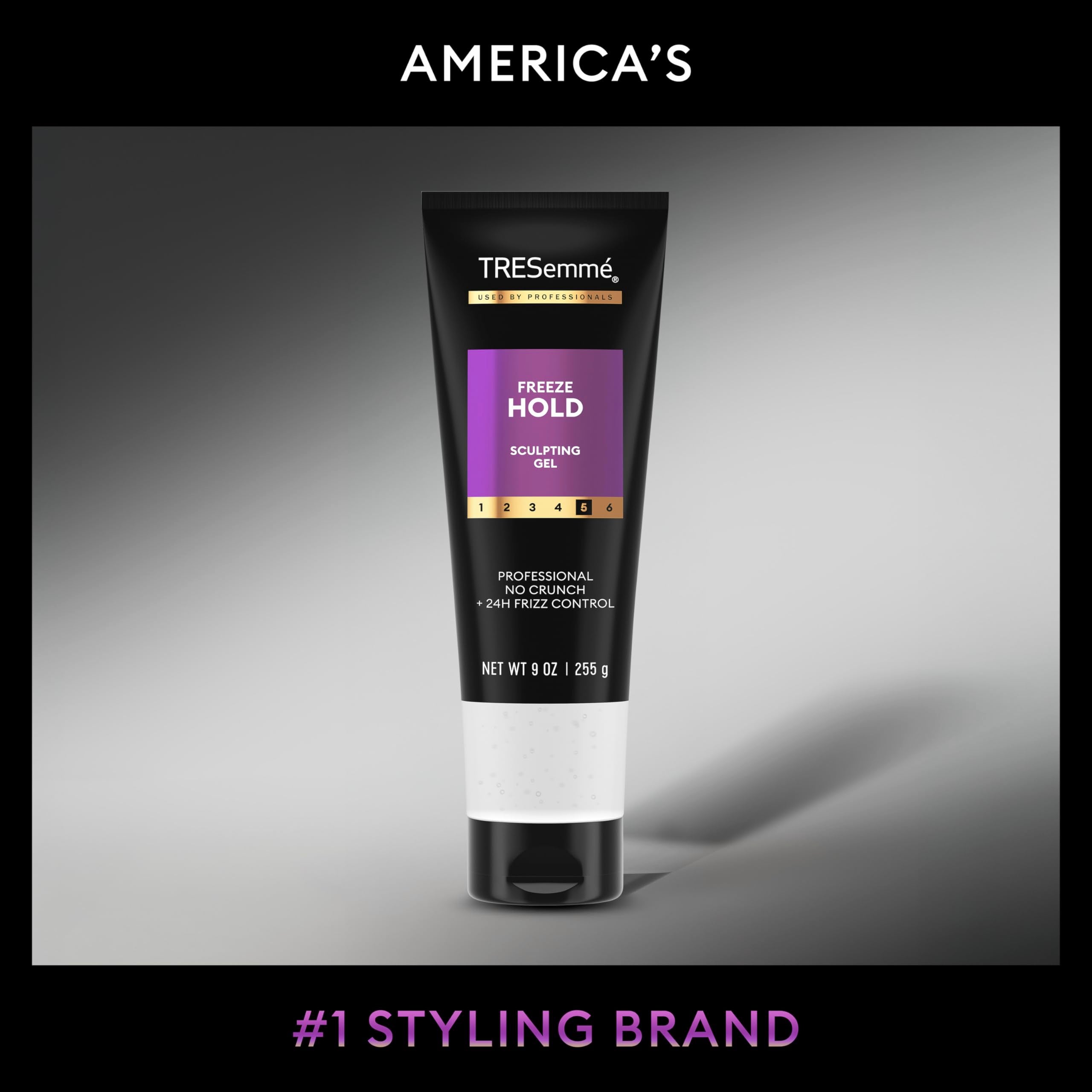 TRESemmé gel in hand being applied to damp hair for easy styling