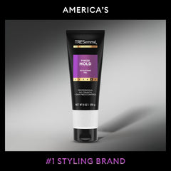 TRESemmé gel in hand being applied to damp hair for easy styling