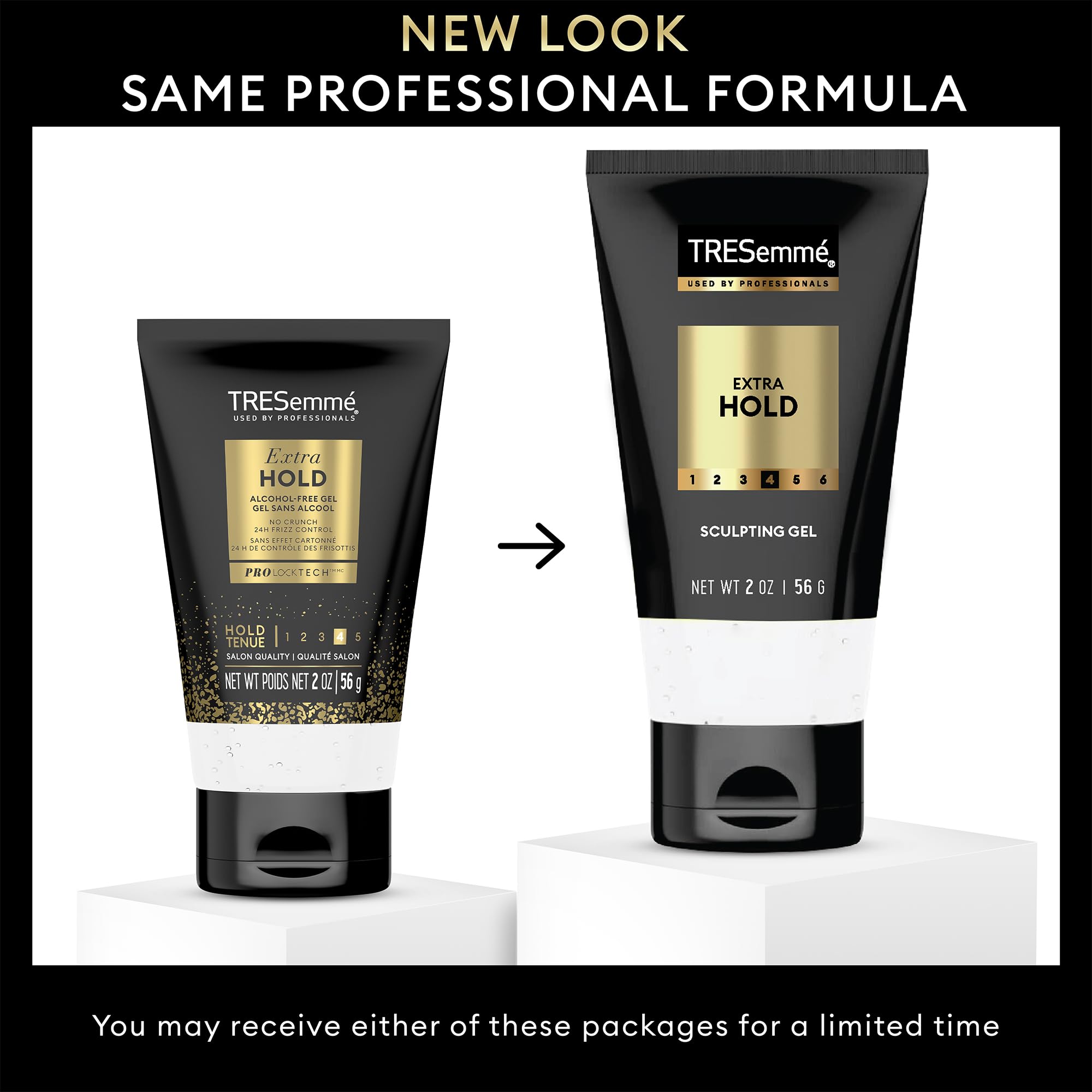 TRESemmé gel texture closeup demonstrating smooth, non-crunchy finish benefit