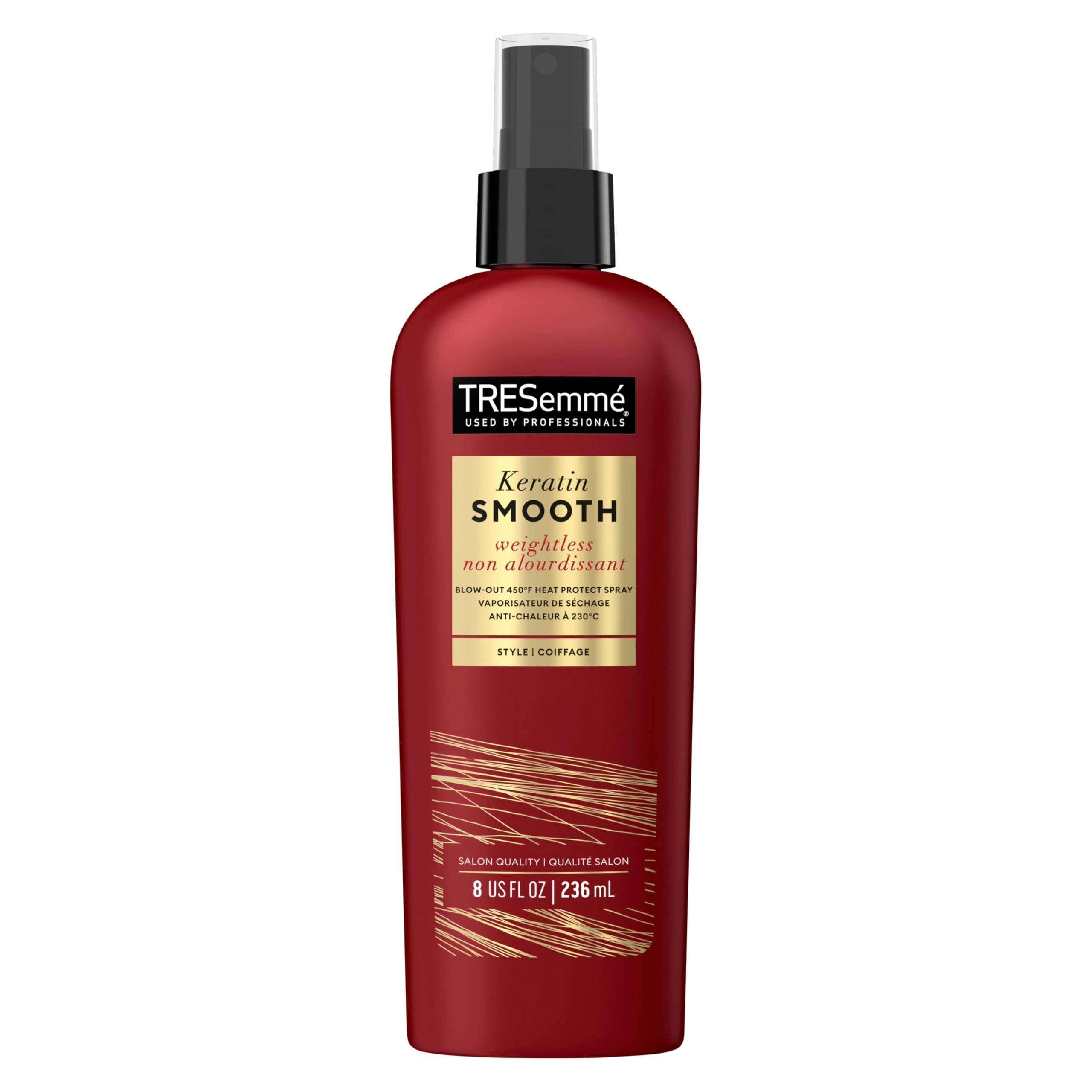 TRESemmé front packaging showing keratin smooth heat protectant benefits