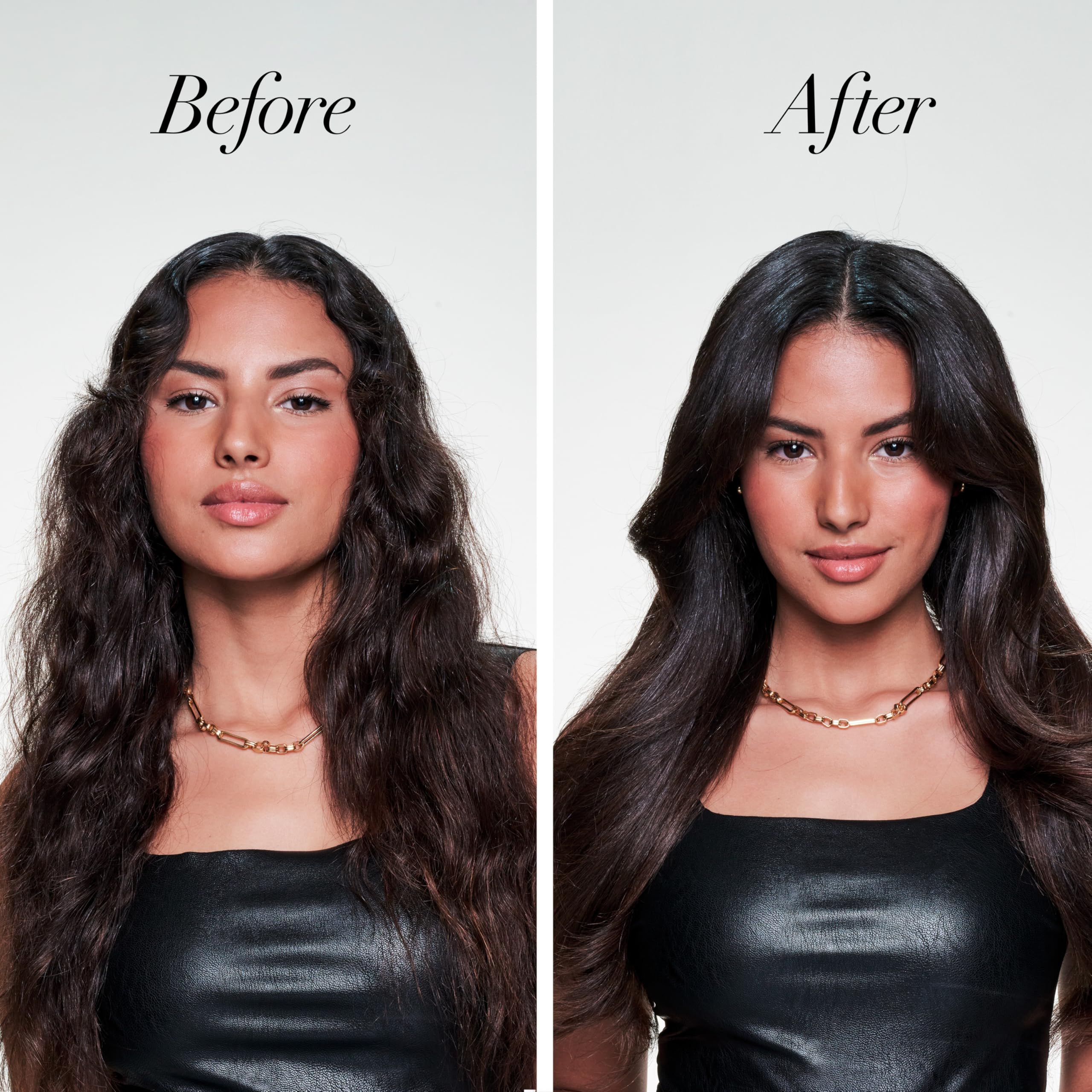 TRESemmé mist on hair demonstrating lightweight application and shine