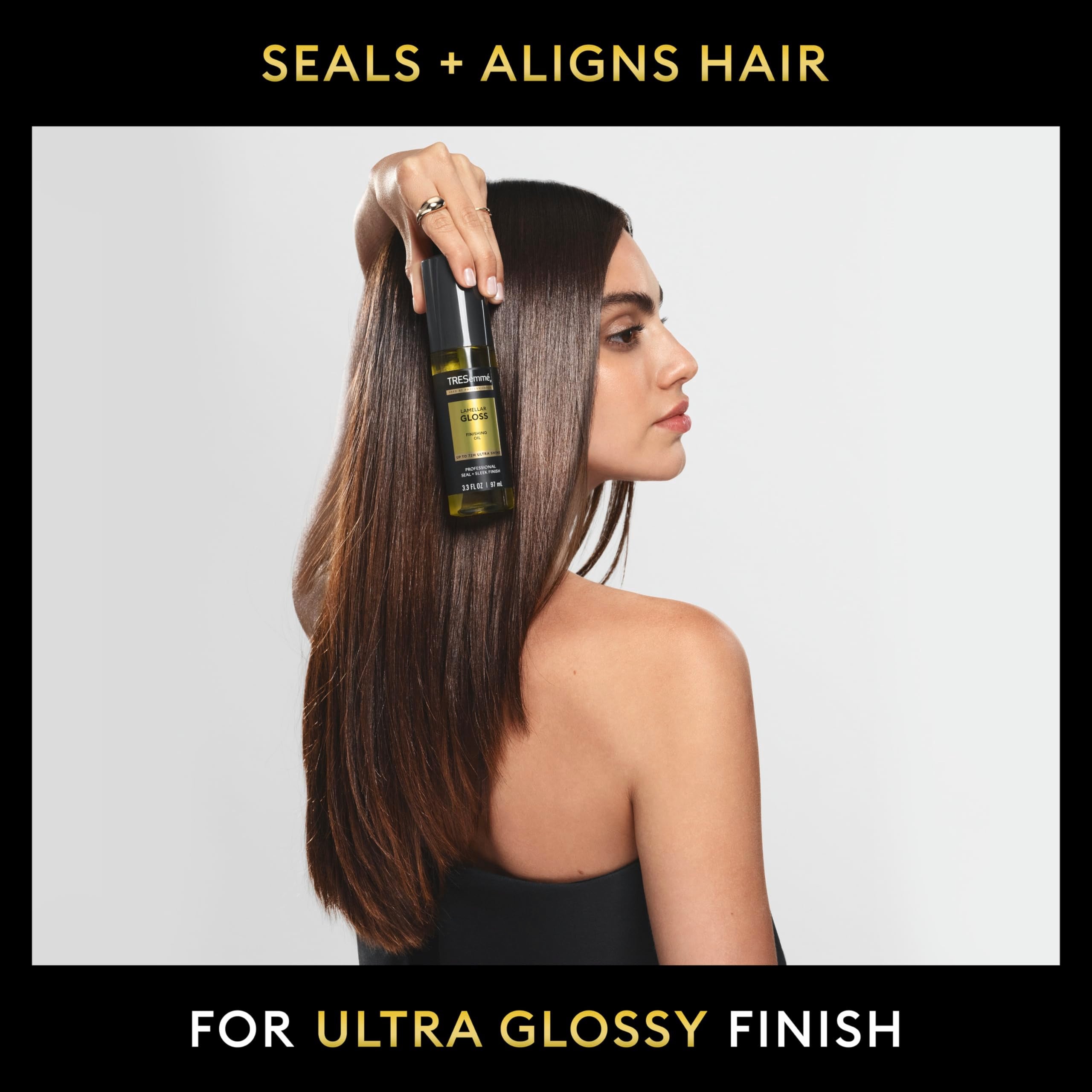 TRESemmé being applied to damp hair to seal cuticles and reduce frizz