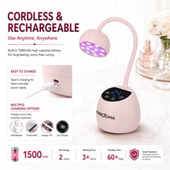 TREZUMA in use during a manicure illustrating cordless convenience