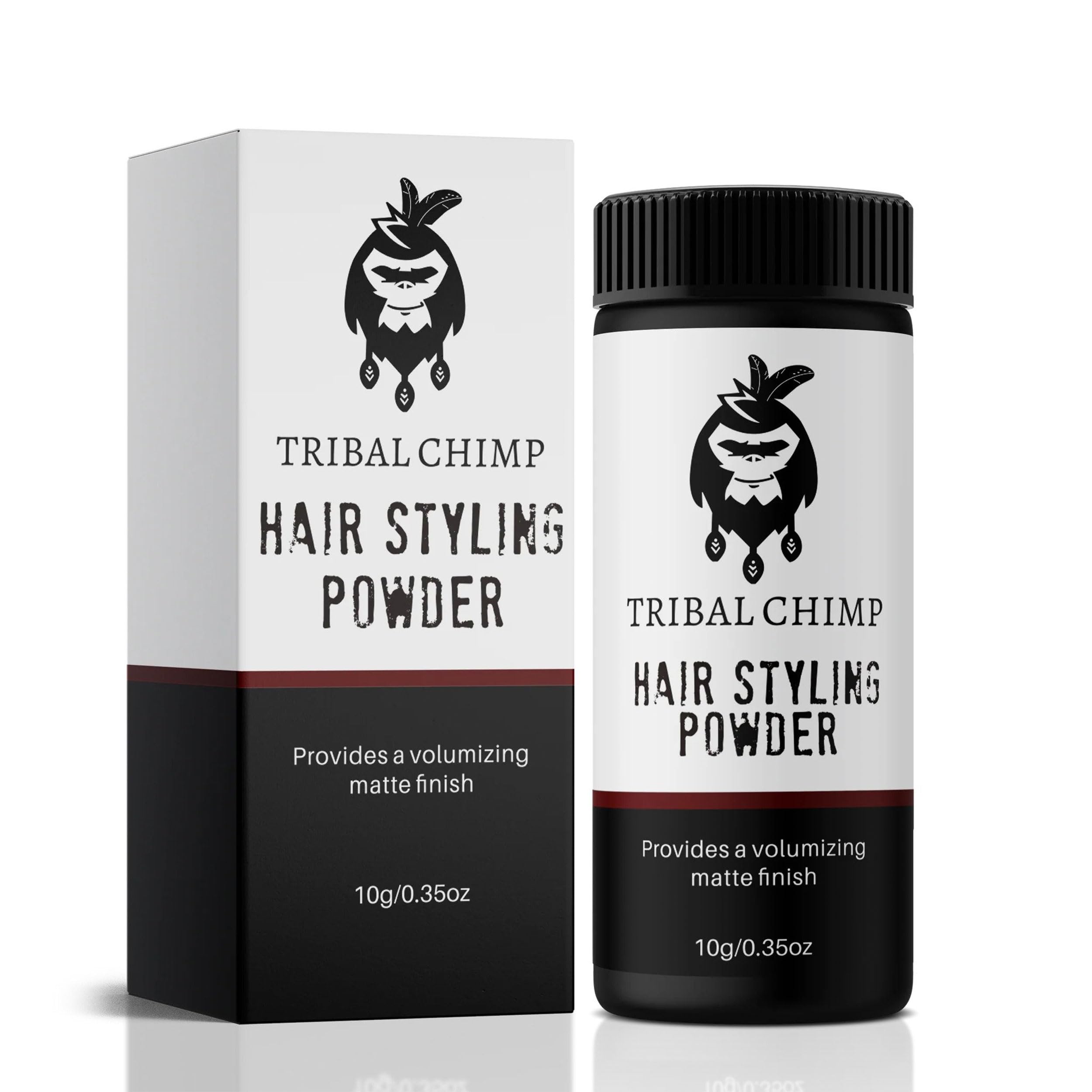 Tribal Chimp front packaging showing compact 10g tube and branding benefit instant volume