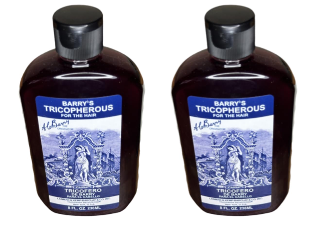 Tricopherous bottle front packaging showing label and size, highlights value