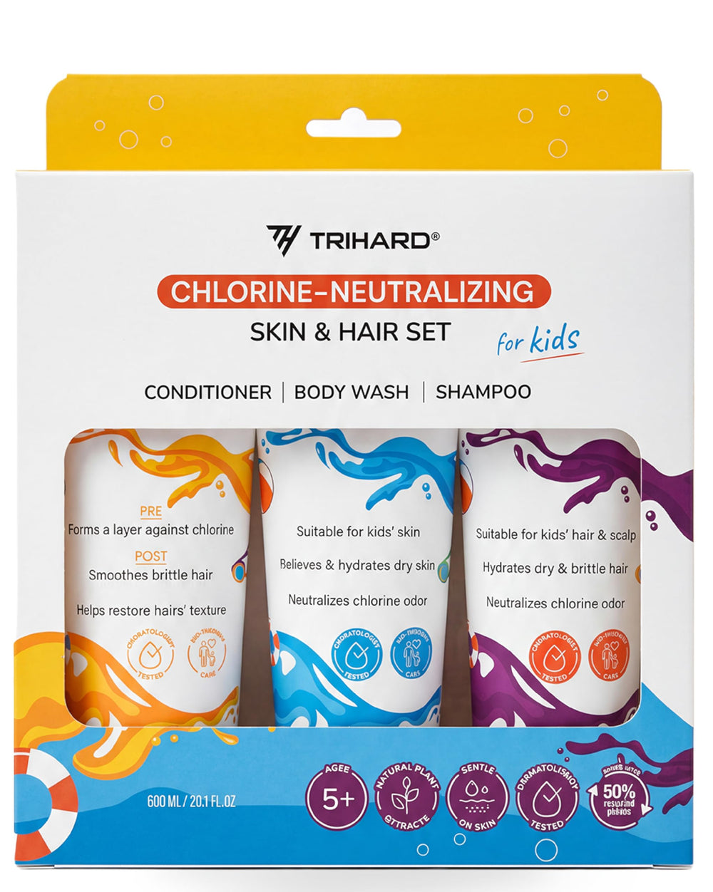 TRIHARD kids front packaging showing kit and benefits
