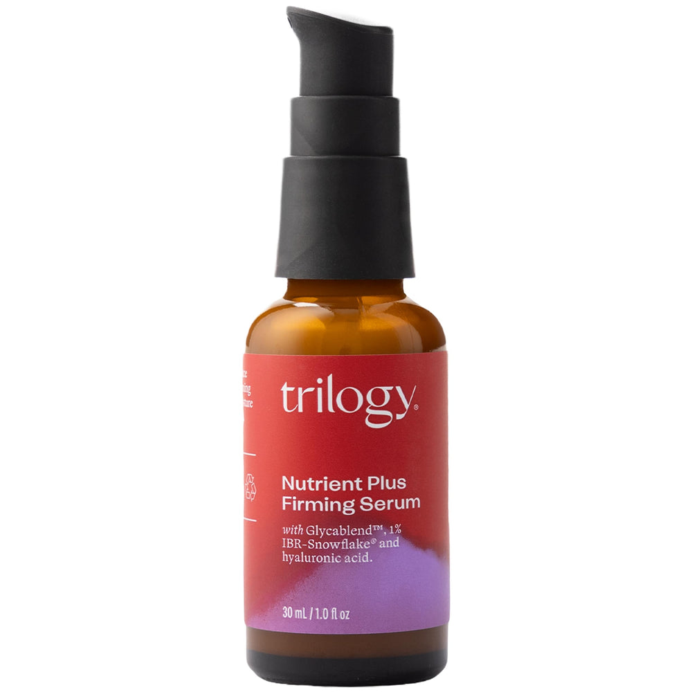 Trilogy front packaging showing nutrient plus firming serum benefits