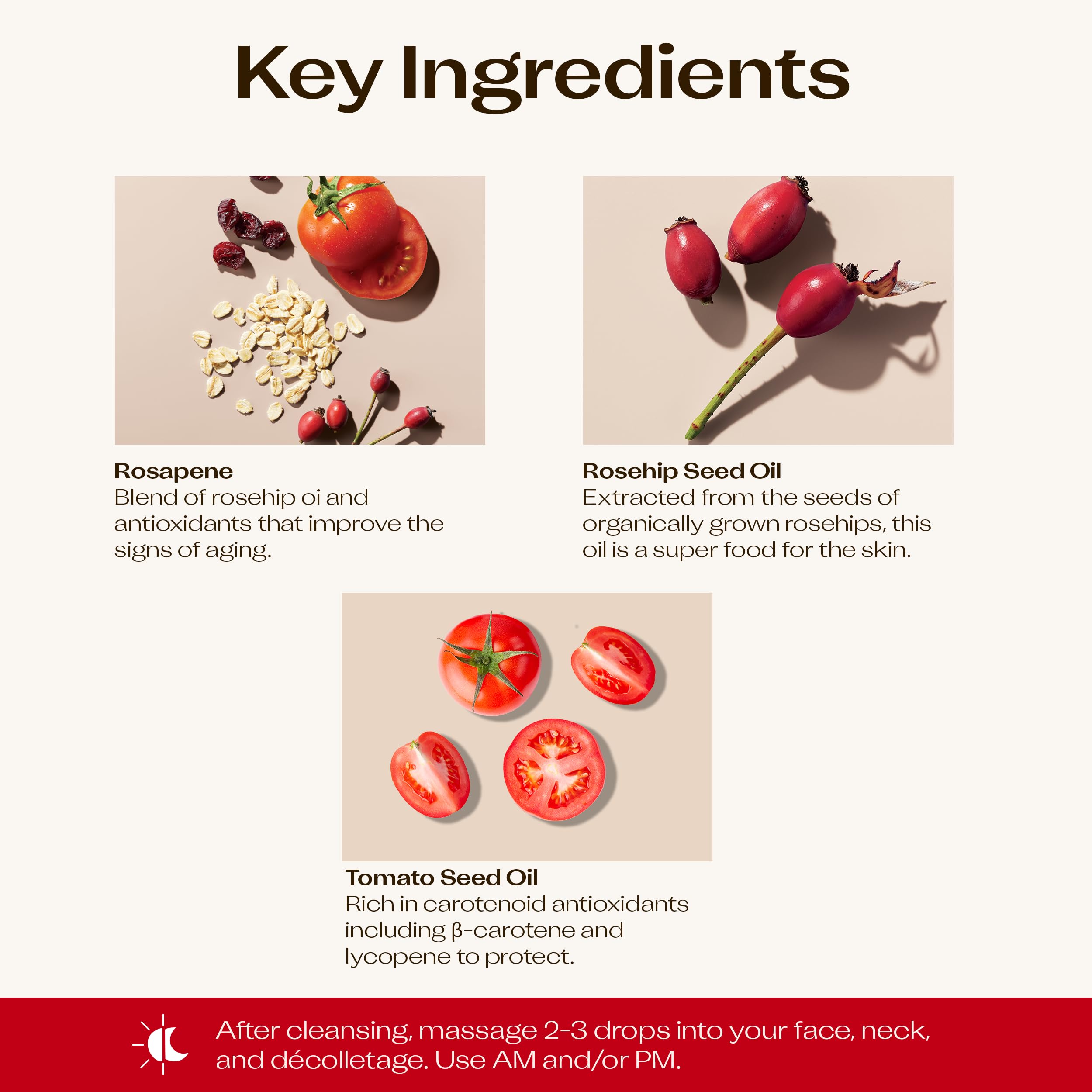 Trilogy rosehip oil oat extract detail showing soothing ingredient for sensitive skin