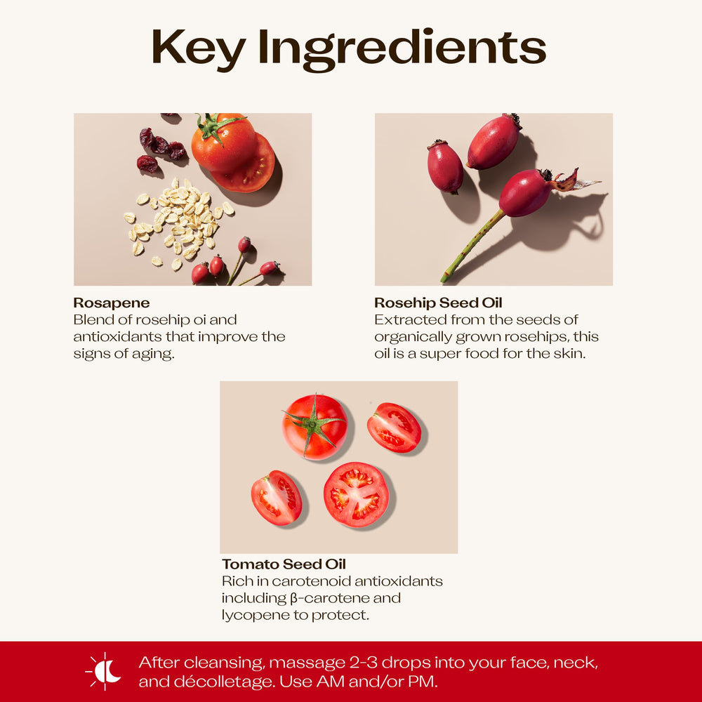 Trilogy rosehip oil oat extract detail showing soothing ingredient for sensitive skin