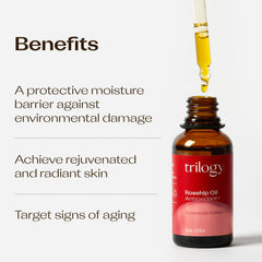 Trilogy rosehip oil texture on skin demonstrating fast-absorbing hydration