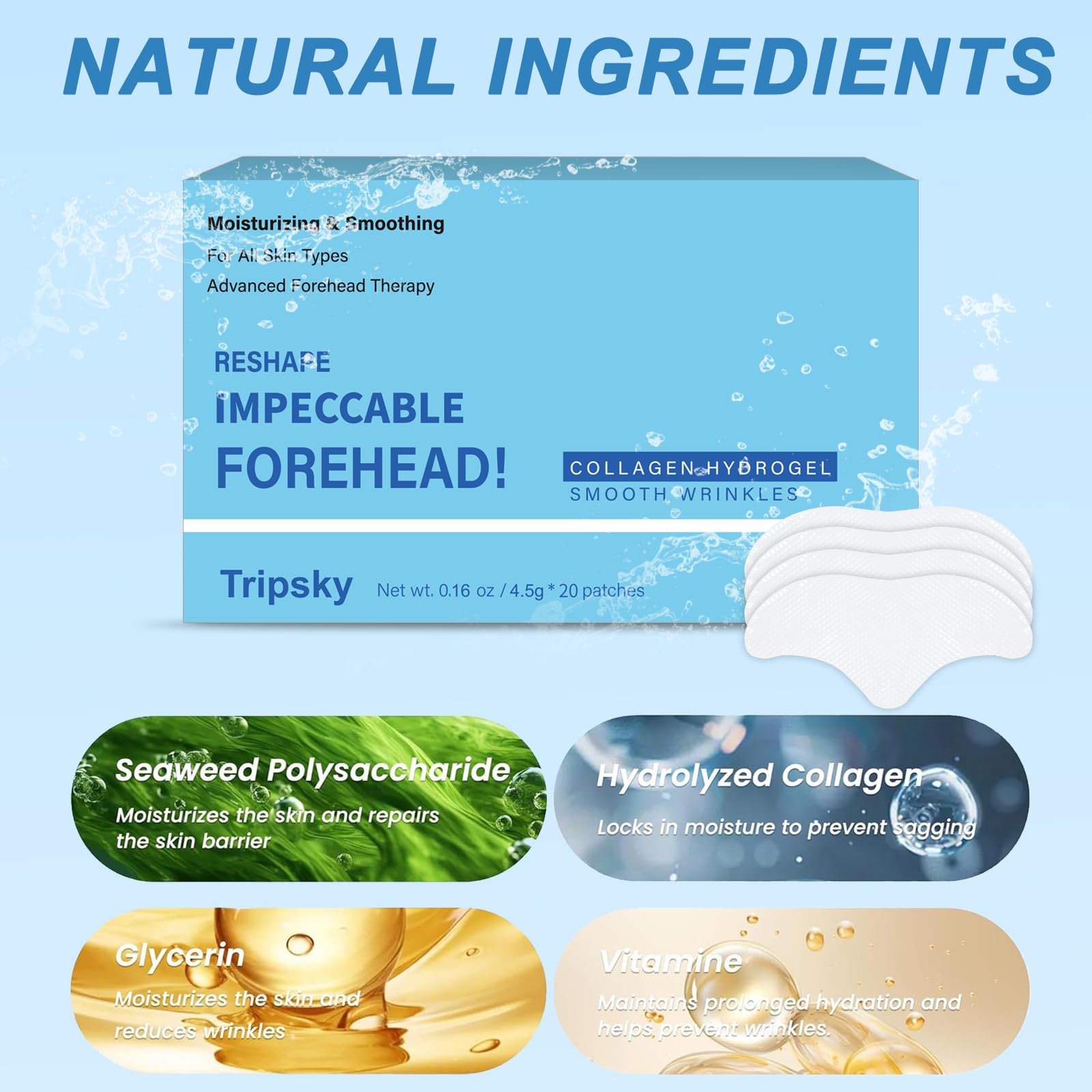 Tripsky single patch close-up displaying soft hydrogel texture and gentle fit
