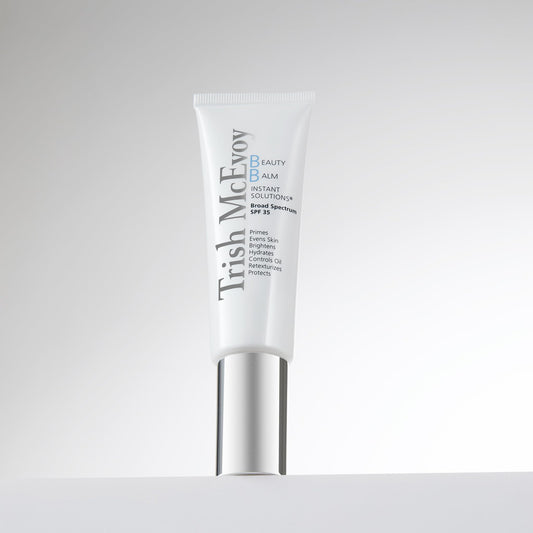 Trish McEvoy Beauty Balm texture swipe revealing smooth blendable finish