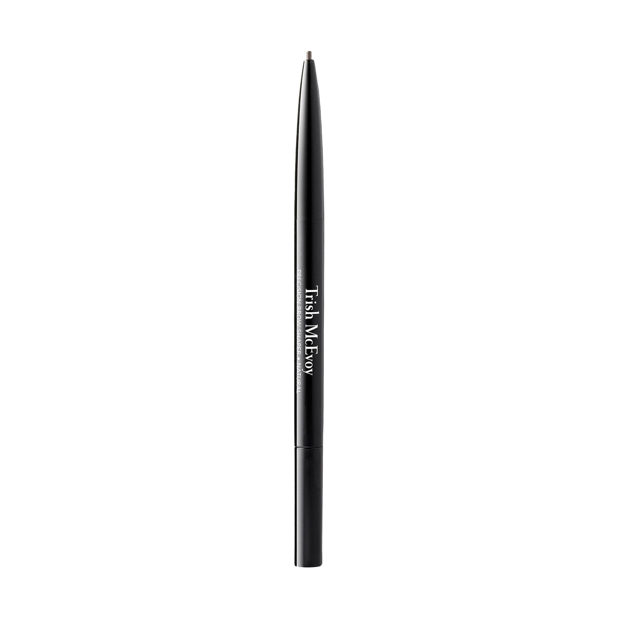 Trish McEvoy brow shaper front packaging showing sleek automatic pencil and cap, precise styling