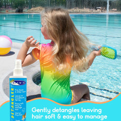 TRISWIM applied to damp child hair for softer combing and reduced tangles