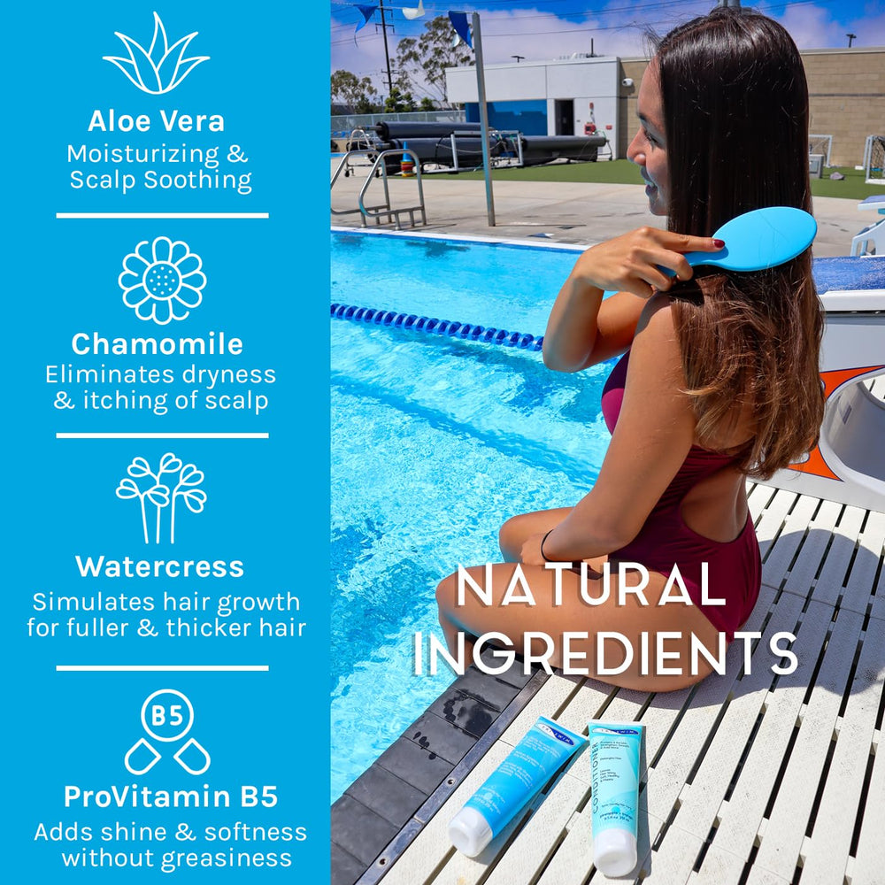 TRISWIM conditioner cream close-up, highlights moisturizing keratin benefits