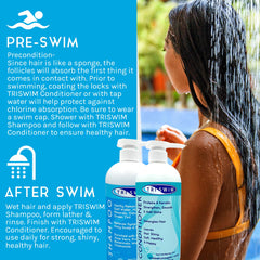 TRISWIM shampoo texture lather demonstrating effective chlorine and mineral removal