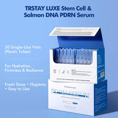 TRSTAY LUXE ampoules on bathroom counter styled for daily skincare routine benefit