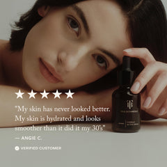 True Botanicals bottle on bath counter suggesting daily routine convenience